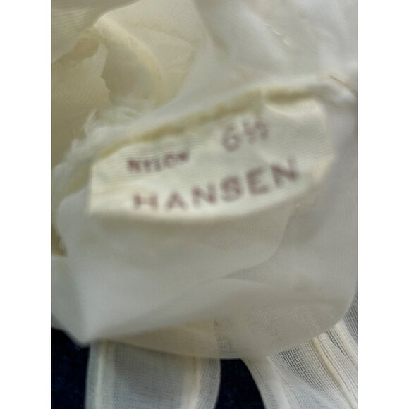 Vintage Sheer White ivory Hansen Gloves With Ruffles Size 6.5 Womens Elegant coq - Picture 5 of 5